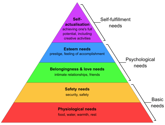 Activities for maslow's hierarchy of needs