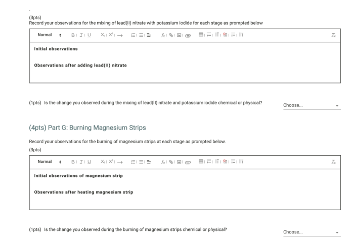 Observations record table below transcribed text show